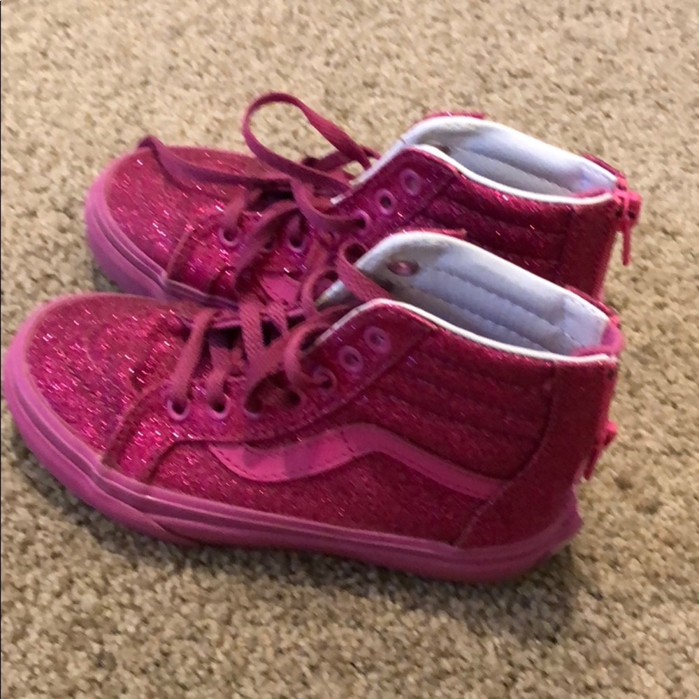 Girls Vans hot pink glitter shoes